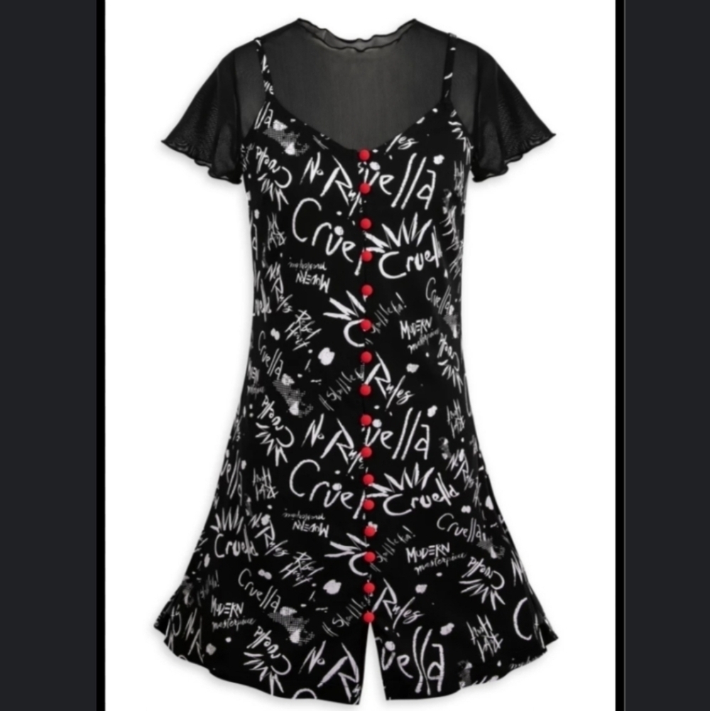 Disney Cruella Punk Goth Black Dress With Mesh Top By Her Universe Size XL